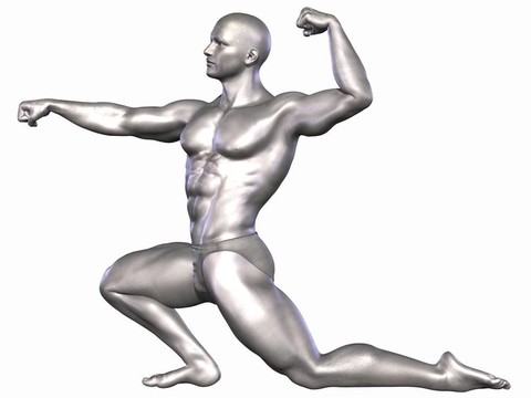 銀的健美運動員