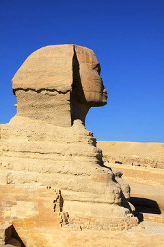 埃及獅身人面像和金字塔的偉大古代雕塑