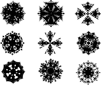 一組9個(gè)藍(lán)色雪花（漸變顏色）