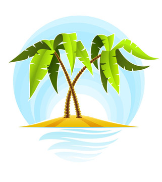 海洋中的熱帶棕櫚島