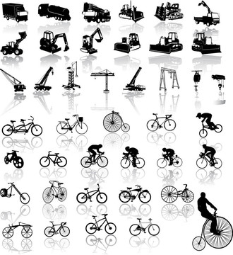自行車和建筑車輛圖
