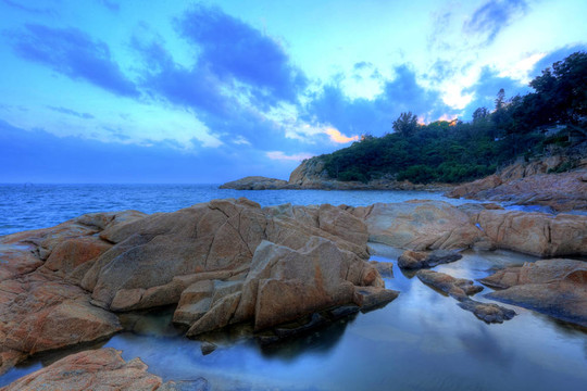 在海岸的日落時間；Cheung Chau；香港