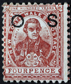 1888就是新南威爾士郵票與隊(duì)長Cook
