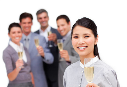 女經(jīng)理和她的團隊慶祝成功