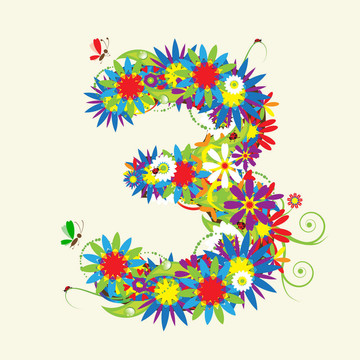 花卉設(shè)計；數(shù)字。在我的畫廊里也看到數(shù)字