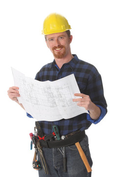 建筑工人與建筑圖