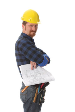 建筑工人與建筑圖