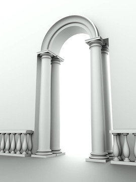 經(jīng)典的入口，弧柱和欄桿；