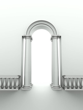 經(jīng)典的入口，弧柱和欄桿；