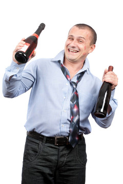 有趣的醉酒的商人