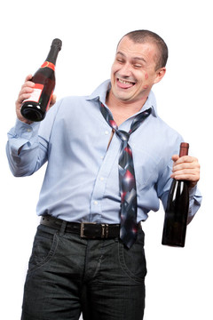 有趣的醉酒的商人