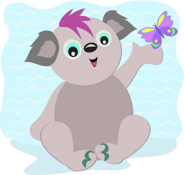 Koala在海上與蝴蝶
