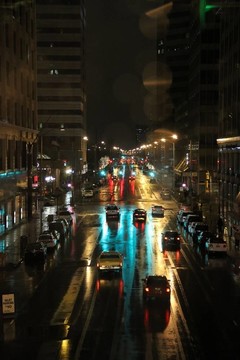 潮濕的城市街道夜景