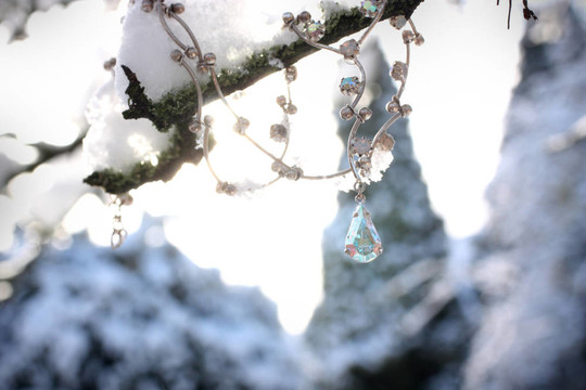 美麗的項(xiàng)鏈在雪白的場(chǎng)景