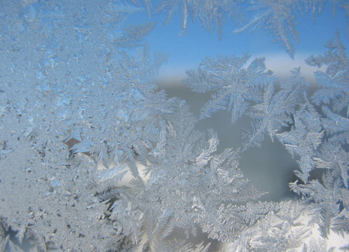 冬季窗上的雪紋