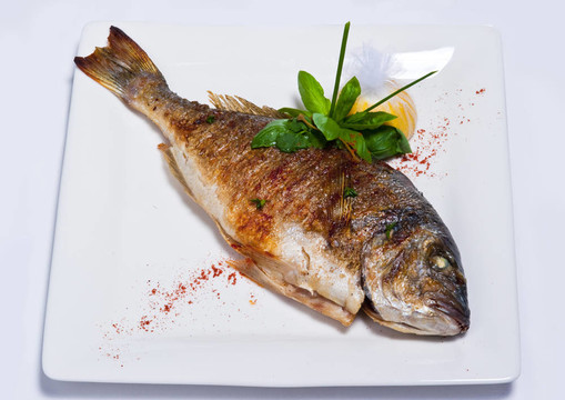 盤子里的油炸魚