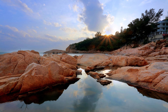 日落海岸；Cheung Chau；香港；
