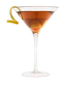 干曼哈頓雞尾酒或白色背景的Rob Roy