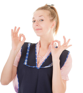 理發(fā)女孩用剪刀