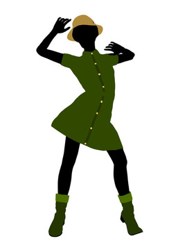 美國(guó)黑人休閑女性剪影