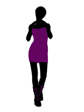 美國(guó)黑人女孩插畫剪影