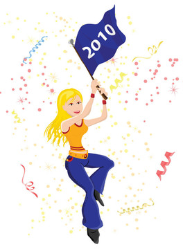 帶2010旗的足球迷。
