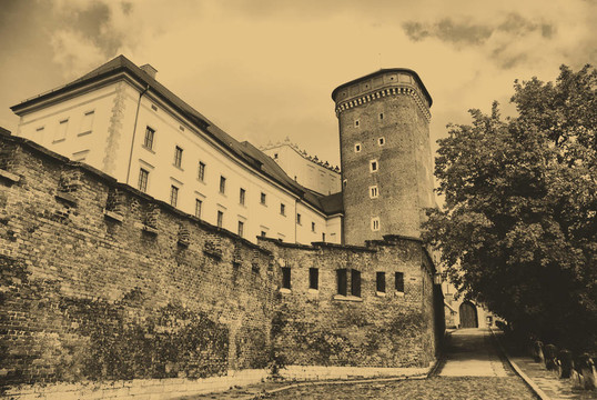 老照片風(fēng)格ofRoyal Wawel Castle；Cracow