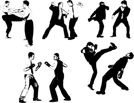 人的剪影。戰(zhàn)斗；斗爭(zhēng)。插畫(huà)
