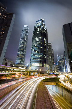 香港的夜晚與高層建筑