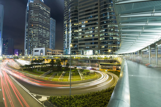 香港的夜晚與高層建筑
