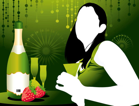 女士坐在餐廳里，桌上放著草莓水果