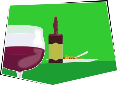 酒酒瓶和酒杯