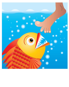 卡通食人魚想咬腿；圖