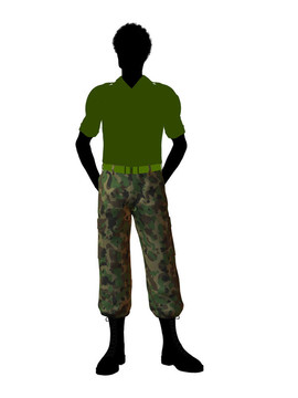 非洲裔美國士兵剪影