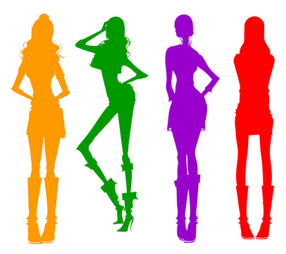 現(xiàn)代的女孩子的剪影