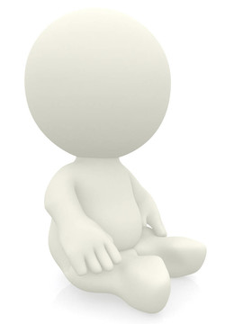 坐在地板上的3D人