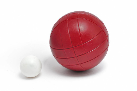 紅色的地擲球和Pallino（杰克或Boccino）