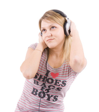 女孩聽音樂