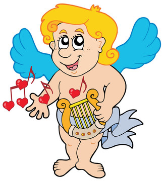 Cupid彈奏豎琴