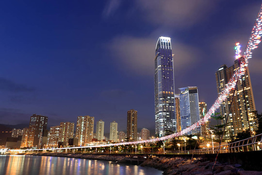 香港的夜晚與高層建筑