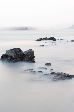 巖海岸背景長(zhǎng)曝光