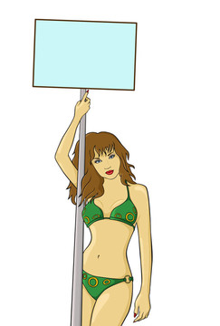 一個(gè)穿著泳裝的女孩的插圖