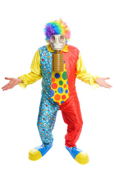 一些clownwearing防毒面具