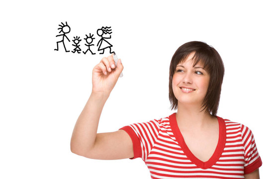 有家庭照片的女人