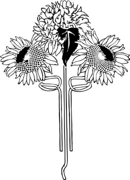 花卉裝飾藝術(shù)插畫。向日葵。