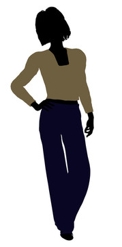 女性辦公插畫剪影
