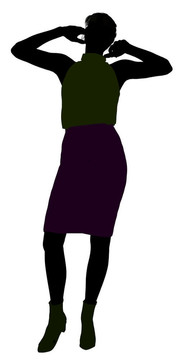 女性辦公插畫剪影