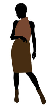 非洲裔女性辦公室插圖剪影