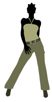 非洲裔女性辦公室插圖剪影
