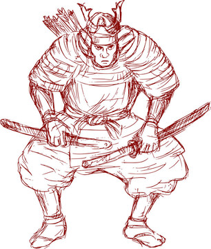 武士戰(zhàn)士與劍在戰(zhàn)斗姿態(tài)